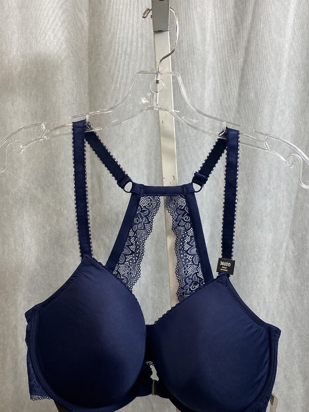 36DDD (F) Torrid Navy Lace Racerback T-Shirt Bra with Front Closure